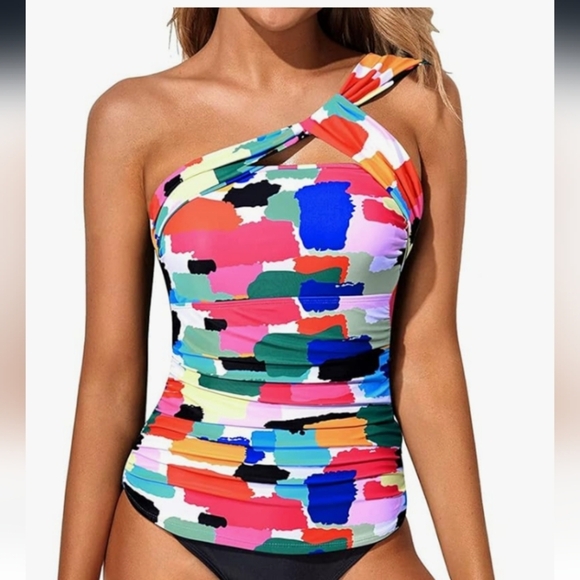 Tempt Me One Piece Tankini Bathing Suits for Women One Shoulder Swim Top. 18W - Picture 11 of 11